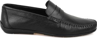 Desa Mens Leather Slip-Ons - Synthetic Sole, Flat Heel, Breathable | Black - 43