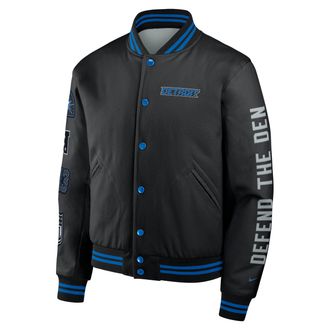 Nike Detroit Lions Rivalries Collection Nike Mens NFL Full-Snap Varsity Jacket in Black | 05AI0L1Q9J-CU1