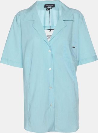 Marina Rinaldi Marina Sport By Marina Rinaldi Turquoise Cotton Blend Long Sleeve Shirt