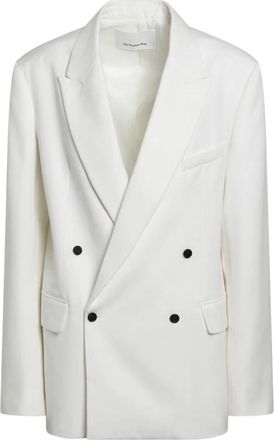 Frankie Shop Jassen, Dames, Wit, L, Leer, Newark Double Breasted Blazer