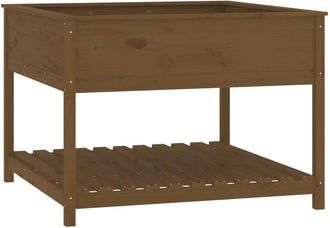 vidaXL Jardinera Y Estante Madera Maciza Pino Marr&oacute;n 111,5x111,5x81 Cm Vidaxl