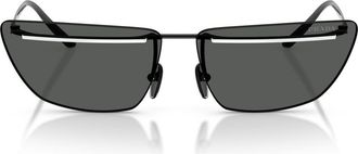 Prada 64mm Oversize Butterfly Sunglasses in Black/White /Dark Grey at Nordstrom