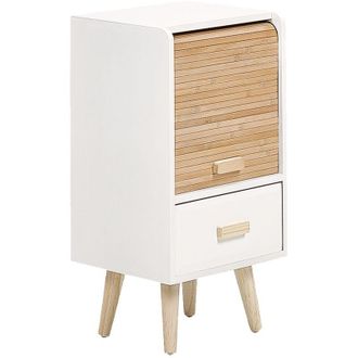 Beliani Beliani - Modern Nightstand Bedside Table Cabinet 1 Drawer 1 Shelf White Light Wood Nesika