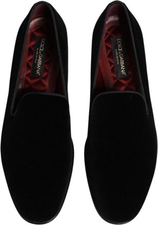 Dolce & Gabbana Mens Velvet Loafer Black Viscose Cotton