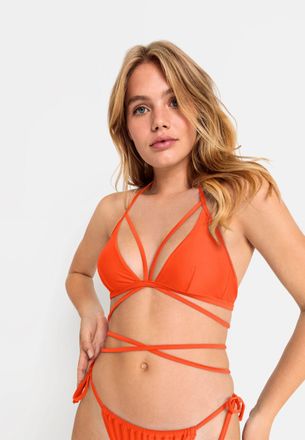 Lascana Triangel-Bikini-Top LSCN BY LASCANA Gina, Damen, Gr. 34, Cup C/D, orange (orangerot), Recycling-Polyamid, unifarben, Bikini-Oberteile Triangel-Bikini-