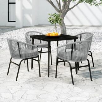 vidaXL Vidaxl - Juego De Comedor Para Jard&iacute;n 5 Piezas Rat&aacute;n Sint&eacute;tico Gris