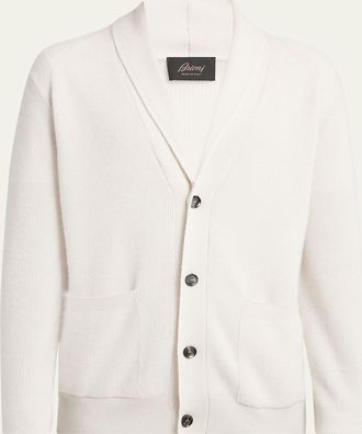 Brioni Mens Cashmere and Wool Ribbed Cardigan