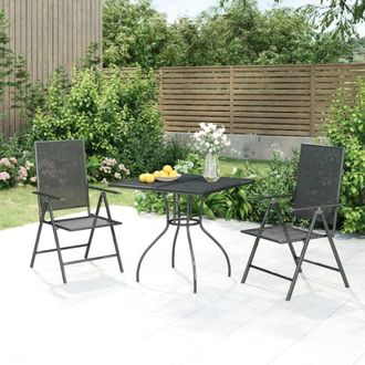 Berkfield Home 3 Piece Garden Dining Set Anthracite Steel in Black