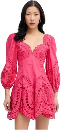 Charo Ruiz Ibiza Esmare Mini Jurk - Dames - Korte kleedjes - Roze - L - Katoen - Kleedjes