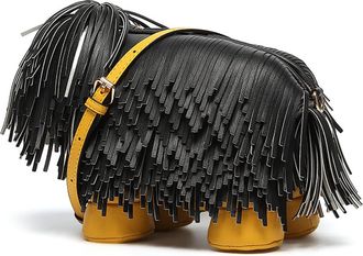 Generic Women Cute Dog Shaped Crossbody Shoulder Bag Cartoon Novelty PU Leather Soft Tassel Dog Shaped Messenger Handbags Y2K Purse, Black