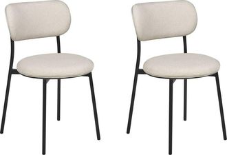 Beliani Beliani - Set of 2 Armless Chairs Upholstered Seats Metal Legs for Dining Room Kitchen Beige Casey