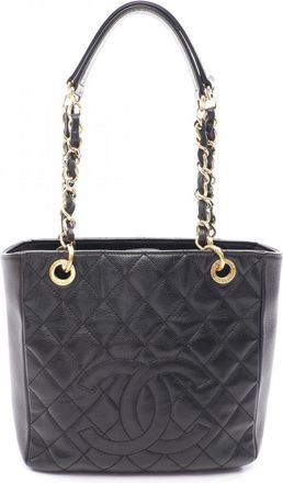 Chanel Black Grained Calfskin Handbag Tote Bag (Pre-Owned)