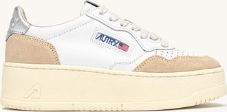 Autry SNEAKERS MEDALIST PLATFORM IN SUEDE E PELLE ARGENTO E BIANCO
