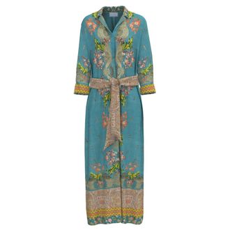 Pierre-Louis Mascia Aloe Shirt Dress Silk - Dames - Maxi kleedjes - Blauw - L - Kleedjes