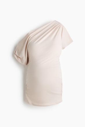 H&M MAMA Drapiertes One-Shoulder-Shirt - Hellbeige