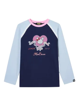 Mini Cream raglan printed Top - Blue