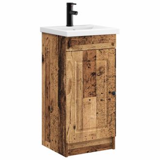 vidaXL Vanidad De Ba&ntilde;o Con Lavabo Madera Envejecida 42 X 40 X 84,5 Cm Vidaxl