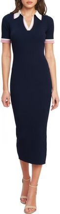Flying Tomato Johnny Collar Sweater Midi Dress in Navy at Nordstrom Rack, Size Medium