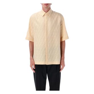 Fendi Short Sleeve Shirts, male, Beige, M, FF Jacquard Shirt