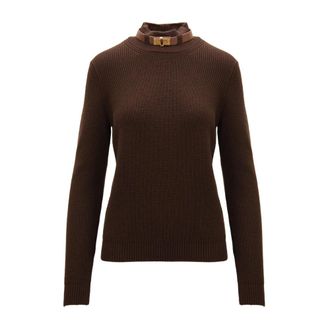Elisabetta Franchi Turtleneck Trui - Dames - Coltruien - Bruin - M - Wol - Truien & Vesten