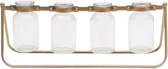 Foreside Home And Garden Auden 4 Glass Bud Brass Holder with Vases in Gold at Nordstrom