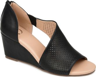 Journee Collection Aretha Perforated Wedge Sandal - Wide Width in Black at Nordstrom Rack, Size 5.5