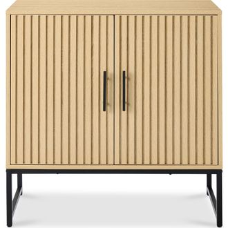 Best Choice Products 2-Door Slatted Storage Cabinet, Accent Furniture w/ Non-Scratch Foot Pads