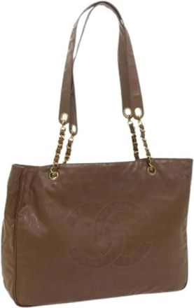 Chanel Pre-owned Leather chanel-bags - Dames - Vintage Shopper - Bruin - ONE Size - Leer - Vintage