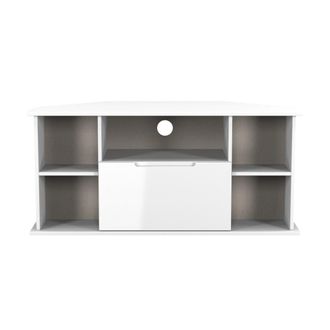 Lewis's Milan Corner TV Unit in White Gloss & White Matt - Ready Assembled - Lewiss Home | TJ Hughes