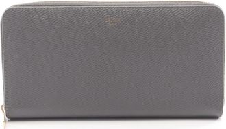 Celine Gray Leather Long Wallet (Bi-Fold) (Pre-Owned)