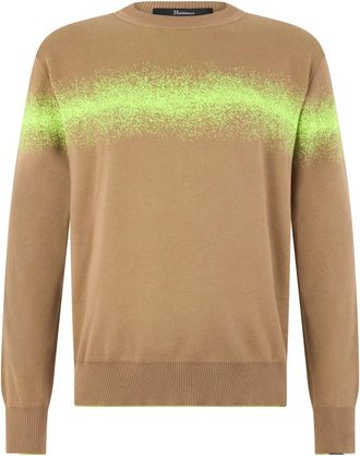 Herno Gestreept T-shirt met Ronde Hals - Heren - Ronde hals truien - Beige - 2XL - Katoen - Truien & Vesten