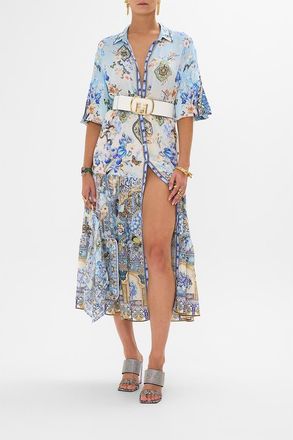 Camilla TIERED LONG SHIRT DRESS AL MANIAL PALACE MEMOIRS at Nordstrom, Size X-Small Au