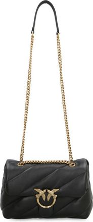 Pinko Pinko - Maxi Love Classic Puff leren tas - Dames - Tassen - Zwart - Maat: ONE Size Zijde