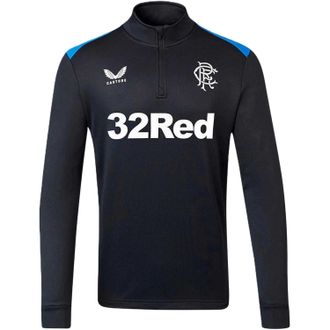 Castore Rangers FC-trainingsfleece voor heren met kwartrits en getailleerd model (Peacoat Marine)