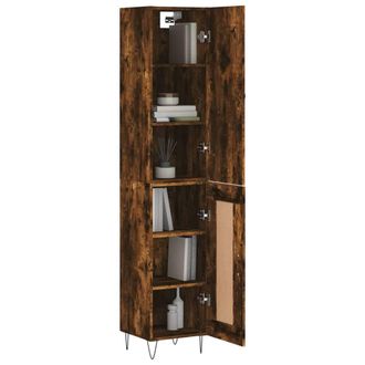 Berkfield Home Highboard Smoked Oak 34.5x34x180 cm Engineered Wood in Brown