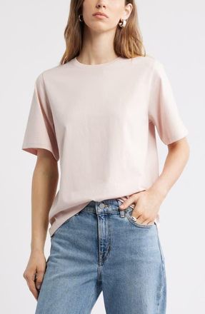 Nordstrom Relaxed Fit Pima Cotton Crewneck T-Shirt in Pink Sepia at Nordstrom, Size X-Large