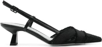 Roberto Festa Milano Zwarte Slingback Schoenen van Kant en Stof - Dames - Pumps - Zwart - 36 EU - Schoenen