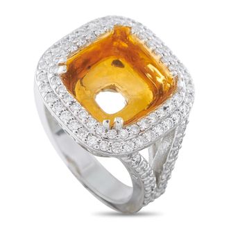 Luxury Bazaar Platinum and 18K Yellow Gold 0.80ct Diamond Halo Mounting Ring MF13-082026