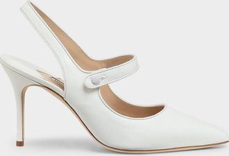 Manolo Blahnik Camparisli Leather Mary Jane Slingback Pumps
