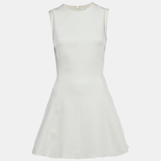 Victoria Beckham White Stretch Knit Flared Mini Dress