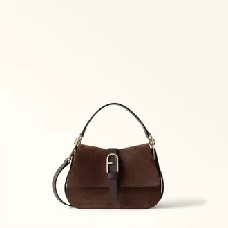 Furla Flow Borsa A Mano Mini Toni Cioccolato Marrone Camoscio + Pelle Di Vitello Claris Lux Donna