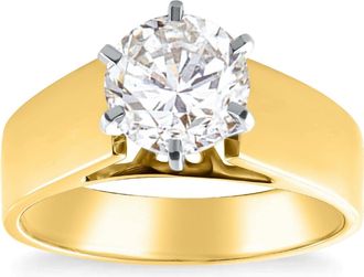 Pompeii3 Certified 2Ct Round Diamond Solitaire Engagement Ring 14k Yellow Gold Lab Grown