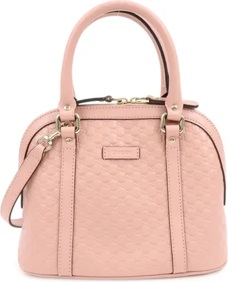 Gucci Gg Charm Convertible Dome Satchel Guccissima Leather Pink Leather Handbag (Pre-Owned)