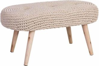 Wanderlust Deco Wanderlust Deco - Banqueta de madera y algodón trenzada beige 82x43x43h cm