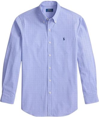 Polo Ralph Lauren Button-Down Collar Checked Cotton Oxford Shirt - Heren - Casual Overhemden - Blauw - XL - Katoen - Overhemden