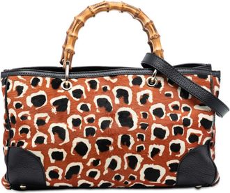 Gucci Pre-owned Gucci Medium Pony Hair Bamboo Shopper Satchel Ladies 323660 520981