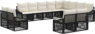 vidaXL Conjunto De Sof&aacute;s De Jard&iacute;n 12 Uds. Negro Rat&aacute;n Sint&eacute;tico Vidaxl