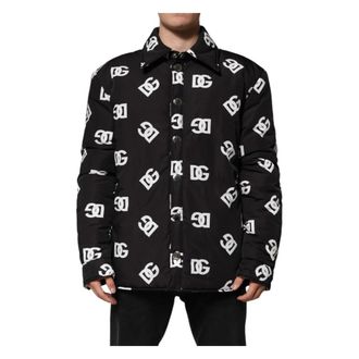 Dolce & Gabbana Black Monogram Nylon Windbreaker Jacket