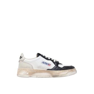 Autry Vintage Donkergrijs Blauw Leren Sneakers - Heren - Sneakers - Wit - 41 EU - Katoen - Schoenen