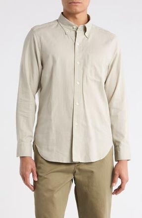 Buck Mason California Oxford Button-Down Shirt in Olive /Natural Gingham at Nordstrom Rack, Size X-Large